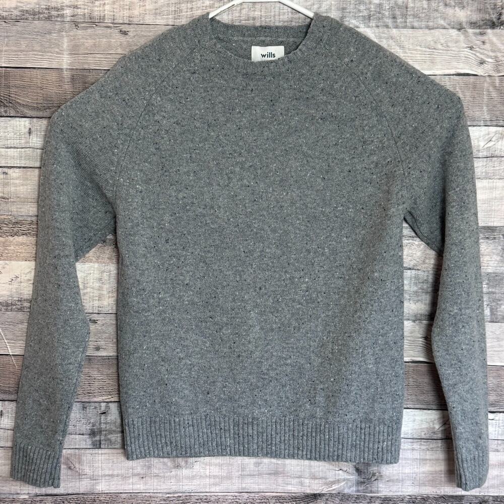 Wills Huckberry Merino Wool Sweater Mens Medium Gray Crewneck Casual Hiking